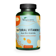 Vegavero Natural Vitamin C Supplement | Organic VIT C from Acerola Cherry Extract | 225% NRV | NO Additives| 180 Capsules | Vegan