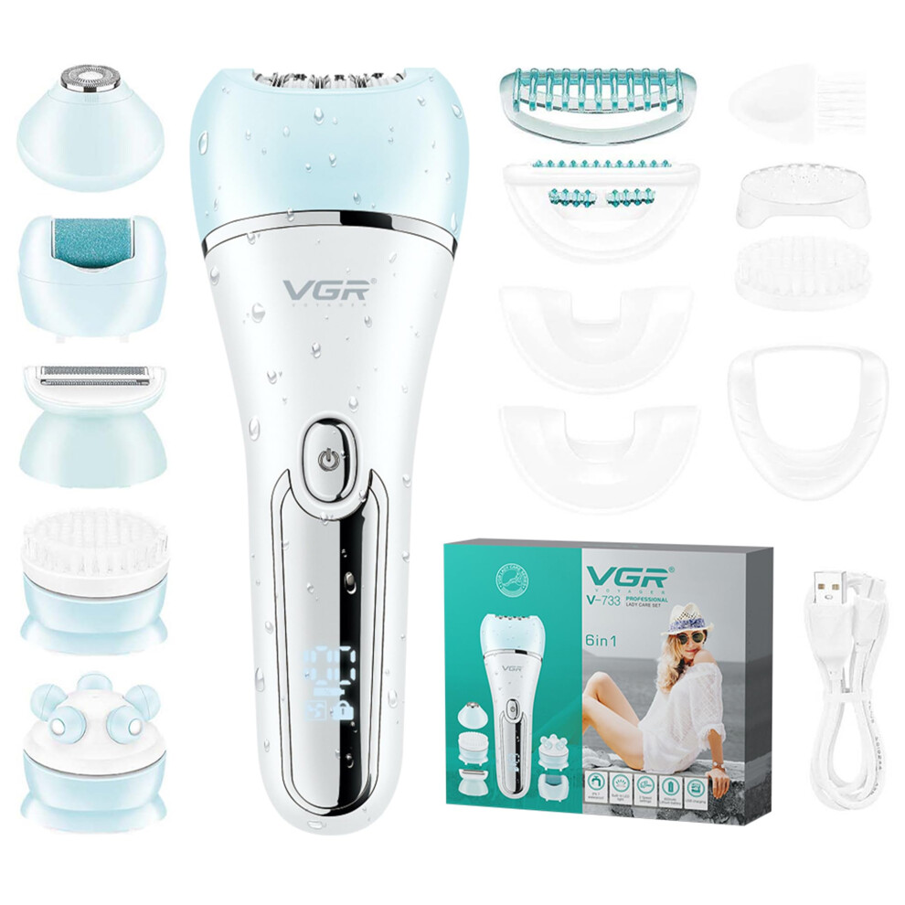 Vgr 733 Epilator Hair Removal For Women, 6-In-1 Cordless & Rechargeable Lady Electric Shaver, Ipx7 Waterproof Hair Removal Device Wet And Dry Bikini
