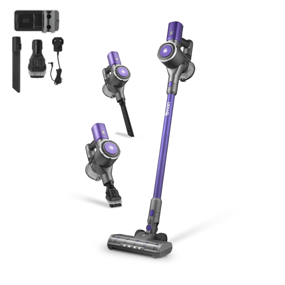Swan Sc15827n Dust Master Cordless Anti-Tangle Vacuum Cleaner With 2 Speed Control, Multi-Cyclonic Suction, Rechargeable Battery, 2-In-1 Crevice Tool,