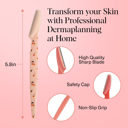 Kitsch Dermaplaning Tool for Women Face, 6 pc (Assorted Cherry Blossom) 2