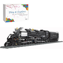 Technic Train Building Kit, 1608Pcs Bigboy Steam Locomotive Retro Steam Locomotive with Tracks, City Freight Train Model Creative Gifts for Teens and