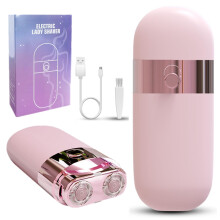 Hair Remover for Women, Rechargeable Epilator with Dual Shavers Head, Mini Cordless Electric Facial Hair Remover for Body Face, Bikini Line Areas,