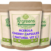 Acerola Cherry Extract Capsules Natural Vitamin C - Pure 100% Natural and Highly Absorbable Source of VIT C ? Manufactured by 5greens in The UK (90