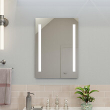 Croydex Horton Bathroom Mirror with Lights - Easy to Install Bathroom LED mirror Battery Operated with All Fittings Included, Two Light Strips, Touch