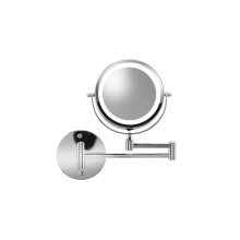 Croydex Extendable Illuminated Magnifying Cosmetic Mirror, Wall Mounted Chrome, 360? Swivel Bathroom Mirror with LED Lights, Battery Operated, Double
