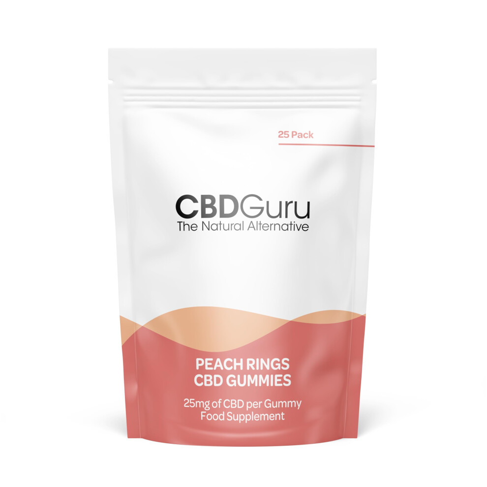 Cbd Guru Cbd Rings 25Mg 25 Pack - Flavour Broad Spectrum Cbd Bottles For Sleep & Anxiety Support, 750Mg Total Cbd Peach