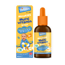 Minadex MinaKIDS Multivitamin Drops ? 7 Essential Vitamins A, B1, B2, B3, B6, C & D3 (400IU), Yummy Orange Flavoured Formula Loved by Babies and