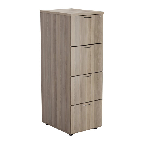 Office Hippo 4 Drawer Filing Cabinet, PRE ASSEMBLED - Grey Oak