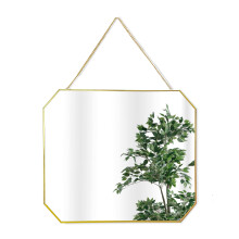 GreyZouq Rectangular (octagonal) Wall Mounted Mirror with Hanging Chain and Metal Frame (40 centimetres). For bathroom, bedroom, living room and