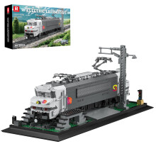 Reobrix Locomotive Building Set with Track Base, French BR15000 Electric Train Brick Model Kit for Adult, 66803 Classic Railway Vehicle Home Office