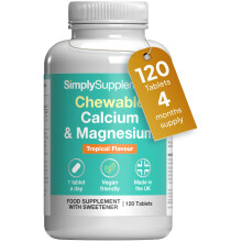 Calcium & Magnesium Chewable Tablets | Supports Bone Strength, Muscle Function & Energy | Tasty Tropical Flavour | Vegan Friendly | 120 Tablets = 4
