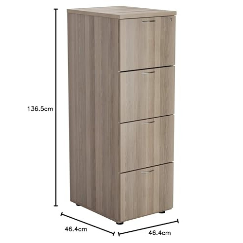 Office Hippo 4 Drawer Filing Cabinet, PRE ASSEMBLED - Grey Oak 1