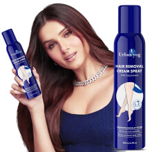 Urban Yog Hair Removal Spray for Women | Fast & Easy Painless Body Hair Removal Cream Spray for Legs, Arms, Underarms & Back | Tulip (Blue) | 200ml