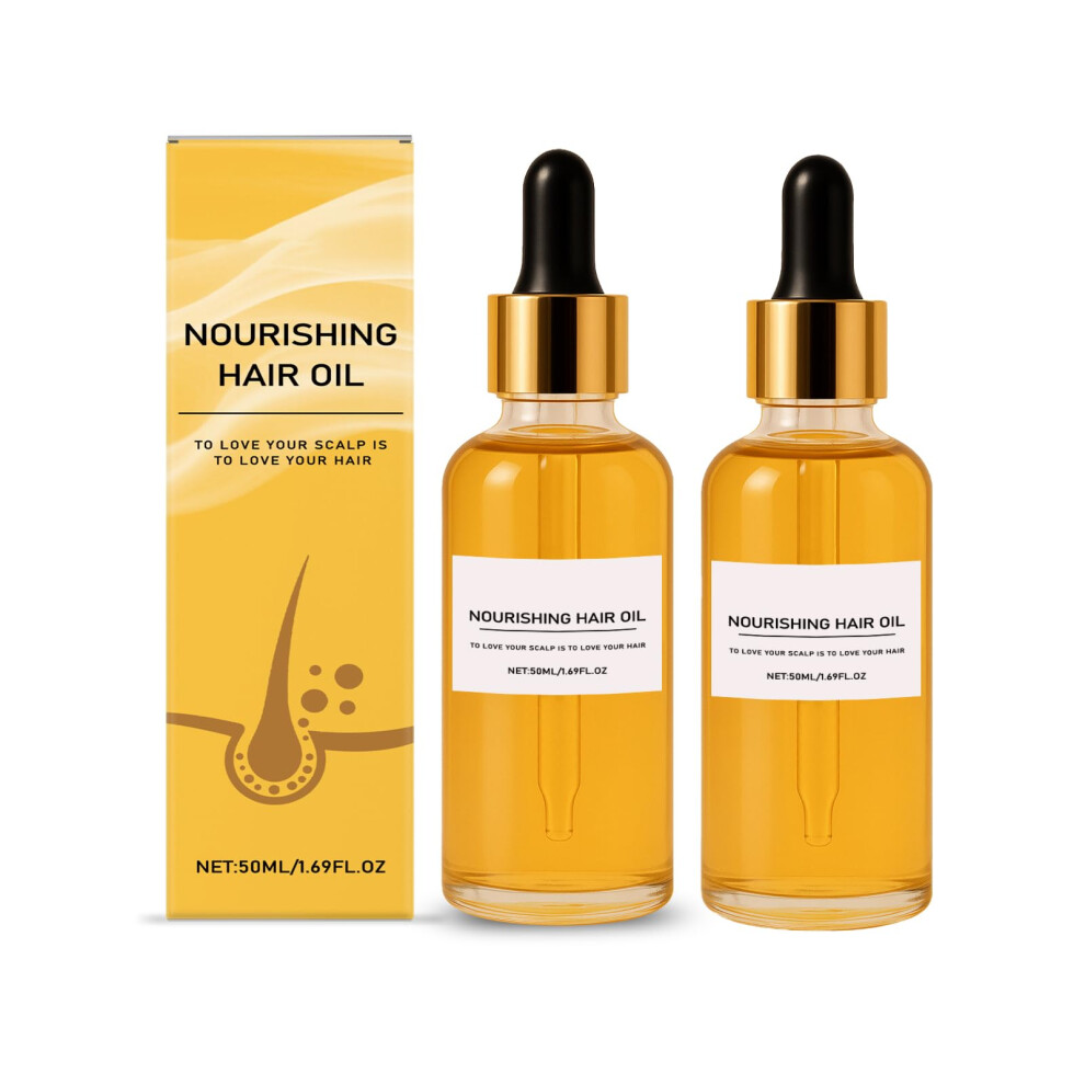 Nourishing Hair Oil for Frizzy Curly Dry Damaged Hair with Frizz Control and Shine, 2PCS