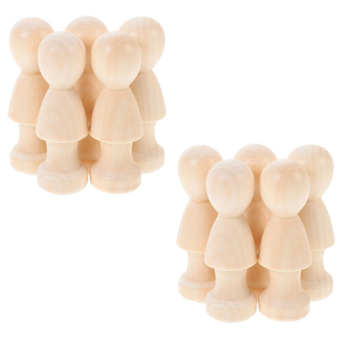 30 Pcs Unpainted Wooden Peg Dolls Craft Set 1