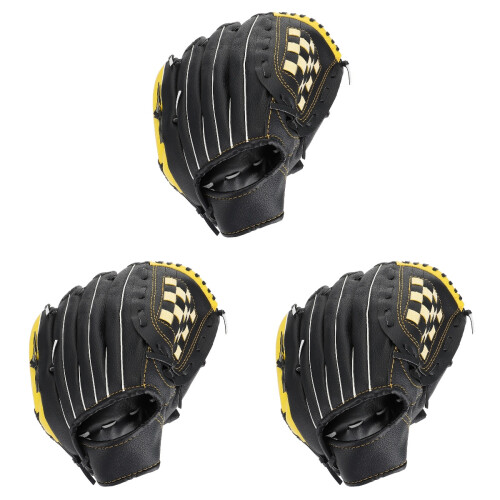 3 Pcs Baseball Glove Hand Throw Men'S Pu Man 1