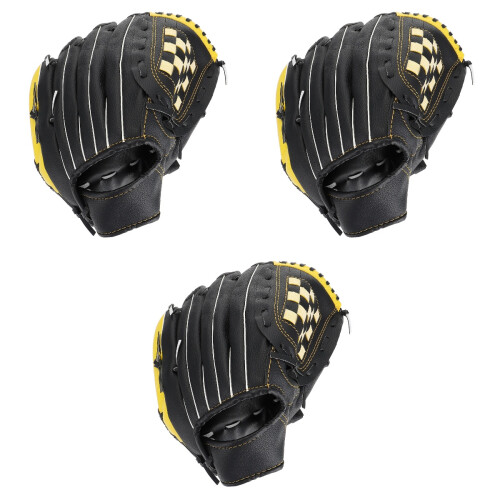 3 Pcs Baseball Glove Hand Throw Men'S Pu Man 2