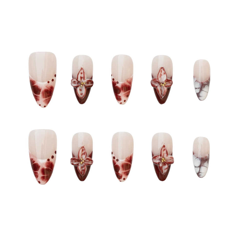 Reusable Almond Shape Press on Nails Medium Length Handcrafted Fake Nails SalonQuality Manicure