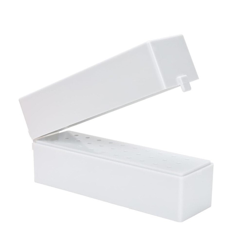 White 30Slot Nail Drill Bit Organizer Case With Compact Design For Salon And Nail Art Storage