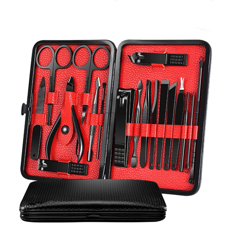 Manicure Pedicure Set 18Piece Stainless Steel Nail Grooming Kit with Travel Case for Precise Care