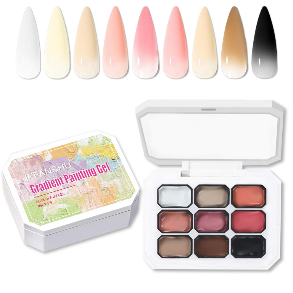 9 Colors Gradient Gel Nail Polish Set for Ombre UV LED Nail Art with Smooth Satin Finish