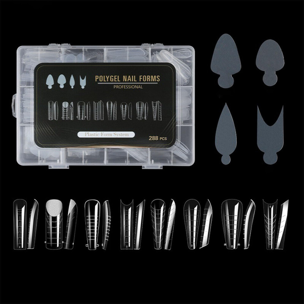 288 Pcs Nail Extension Forms for Acrylic and Poly Gel with Scale Lines, Salon Quality Full Cover