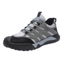 Men's Outdoor Hiking Shoes AntiSlip Breathable Wide Fit LaceUp Mesh Sneakers for Trekking Walking Grey Size 6