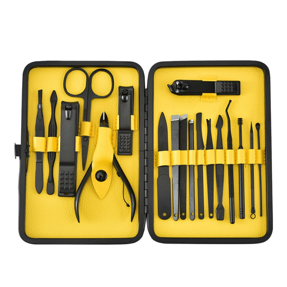 18Piece Carbon Steel Nail Clipper Set with Ergonomic Grip Manicure Kit for Travel and Home