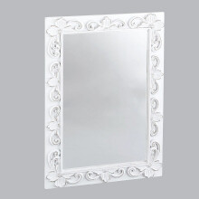 Carved Wooden Decor Accents - White Wall Mirror