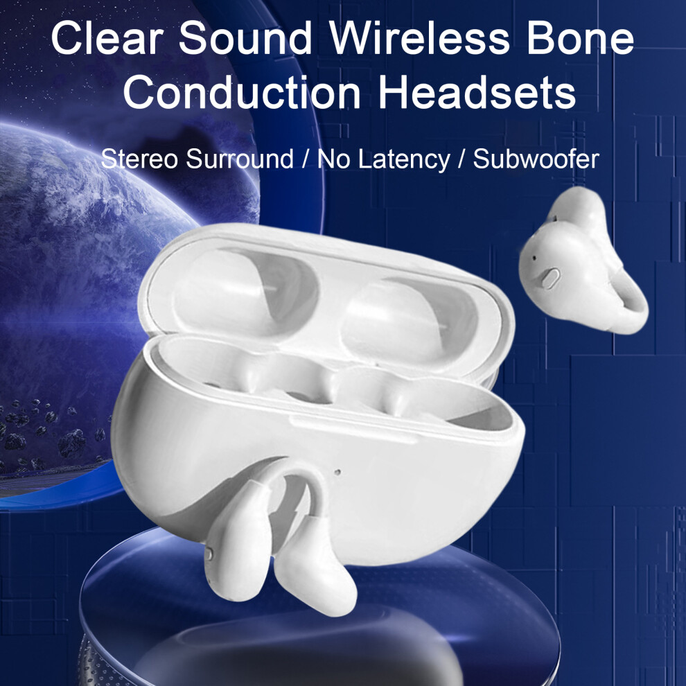 Susuchens 1 Set Wireless Earphones Ear-Clip Stereo Surround Bluetooth-Compatible Bone Conduction Wireless Sports Headphones Daily Use White 9048212099086