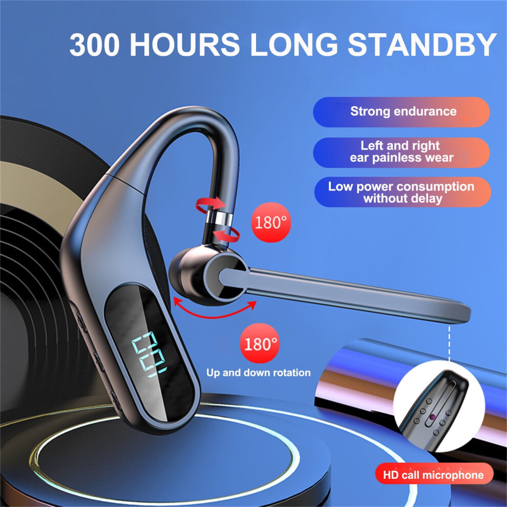 Avtoify Single Digital Display Wireless Bluetooth Tws-Headphones Headset 5.0 Wireless Car Driving In Ear Earbuds Headset Handfr Ipx5 Black 9048212099109