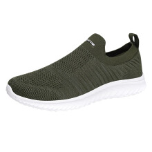 Men's Orthopaedic Walking Trainers with Breathable Mesh, SlipOn Trekking Shoes UK 9 Army Green