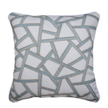 Kussensloop 20x20 inch (50x50 cm) - Wit & Blauw Linnen Abstract Jute Geborduurd Sierkussen voor Bank, Sofa, Bed - Cross Paths