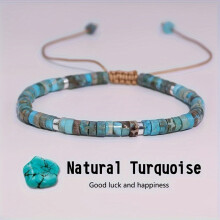 1 stuk Boho-Chic armband met natuurlijke turkooizen kralen - Handgemaakte sieraden voor dames | Perfect voor yoga en casual kleding