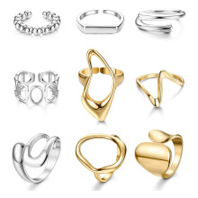 Jstyle9 pezzi Anelli spessi dorati per donna Set di anelli placcati in oro 18 carati Anelli aperti a cupola spessi Regolabili