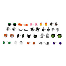 Claires Halloween 20-par ørestikker med edderkopper, katte, mumier, græskar, slikkepind, ædelsten og meget mere!