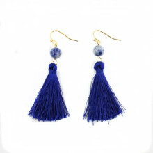 RSAMD Neue Boho-Ohrringe mit Naturstein und Seidenquaste für Damen, Bohème-Schmuck – Königsblau