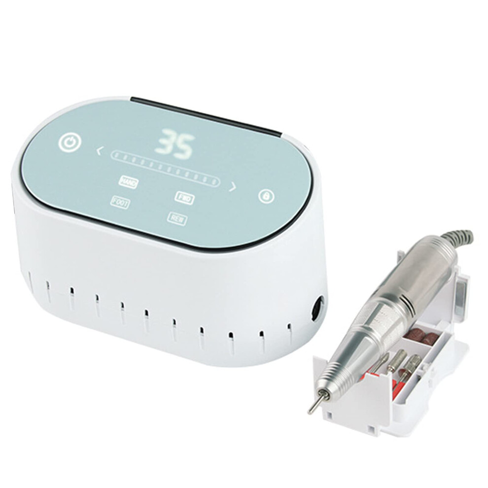 Blue 35000Rpm Professional Rechargeable Nail Drill With Touch Lcd, Electric Nail File For Acrylic And Gel Nails,