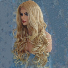 Tkrady Blonde Peruukit Naisille Aitohius, Pitkät Kiharat Laineikkaat Lace Front Peruukit Aitohius, Korkean Lämpötilan Silkkiperuukki