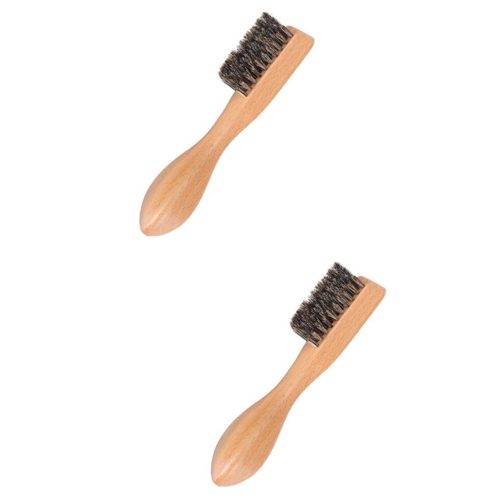 2 Pack Beech Handle Boar Bristle Beard Brush Brushes Mens Shaving Comb for Travel
