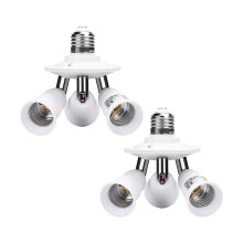 Divisor de casquillo ajustable Dsseng2Pcs E27, adaptador de base de bombilla blanca 3 en 1, portalámparas, rotación de 360 grados, flexión de 180