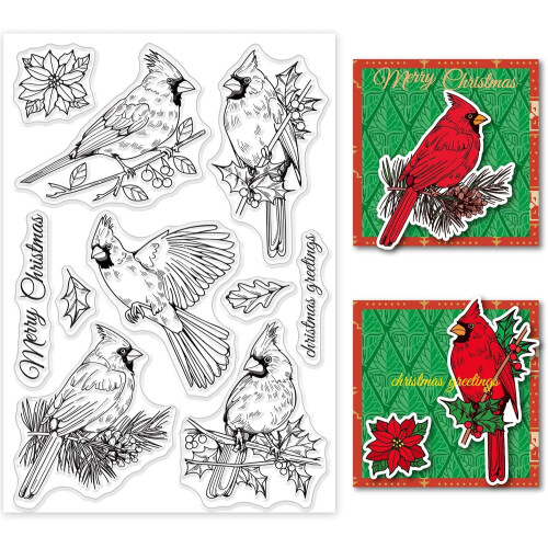 Σφραγίδα Σιλικόνης Cardinal Clear Stamp Bird Διαφανής Σφραγίδα Σιλικόνης Χριστουγεννιάτικη