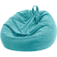 Poufbezug (ohne Füllung) für Kinder und Erwachsene, verstaubar, waschbar, weicher Premium-Cordstoff, hellblau, 70 x 80 cm