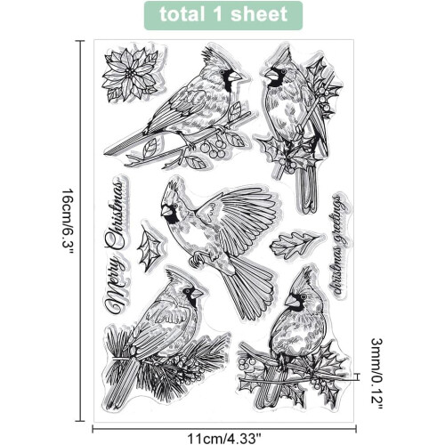 Σφραγίδα Σιλικόνης Cardinal Clear Stamp Bird Διαφανής Σφραγίδα Σιλικόνης Χριστουγεννιάτικη 2