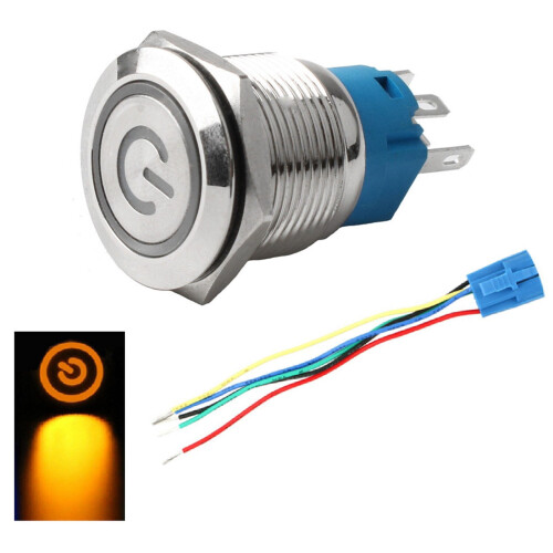 19mm3-6V LED σύμβολο τροφοδοσίας ON-OFF διακόπτης αυτοκινήτου κουμπιού μανδάλωσης