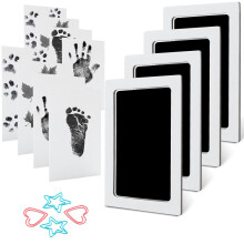 Kit per impronte di mani e piedi senza inchiostro con 4 tamponi + 8 cartoncini, regalo per la lista nascita, compatibile con le impronte di zampe di