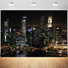 7x5ft City Backdrop - Modern Night Skyline, Urban Skyscraper View for Photography, Birthday Party, Live Stream, Photo Booth (Compatible with xxx)