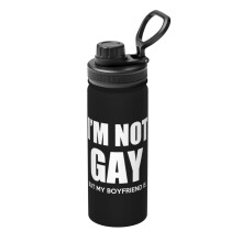 Ik ben niet homo, maar mijn vriend wel. Geïsoleerde sportwaterfles van 530 ml (18 oz), roestvrijstalen drinkbeker, draagbaar voor op reis,