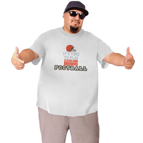 Cle_Browns Ανδρικό Μπλούζα με Κοντό Μανίκι με Λογότυπο Ομάδας Ποδοσφαίρου για Φίλους 2