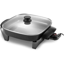 12"x12"x2.15” Healthy Ceramic Coated Electric Skillet, Dishwasher Safe, Rapid Heat Up, 1200W, Dark Grey